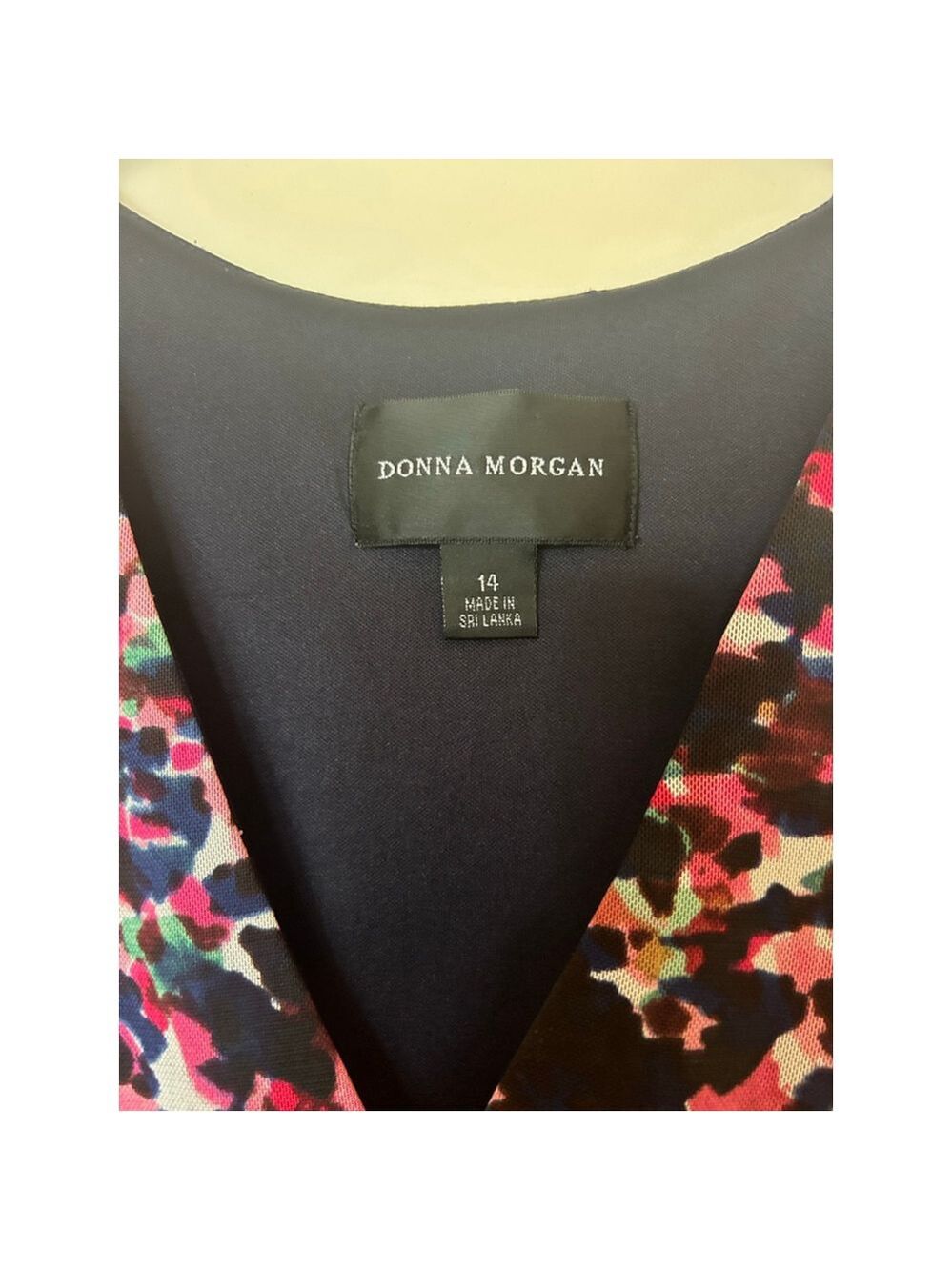 Women's DONNA MORGAN Black Pink Abstract Print Maxi Dress Size 14 - Picture 6 of 6